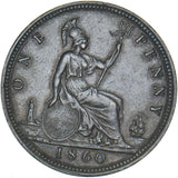 1860 Penny - Victoria British Bronze Coin - Nice