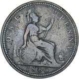 1860 Penny (Beaded Border) - Victoria British Bronze Coin