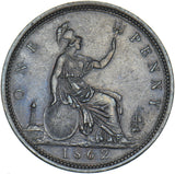 1862 Penny - Victoria British Bronze Coin - Very Nice