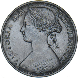1864 Penny (Upper Serif) - Victoria British Bronze Coin - Nice