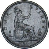 1864 Penny (Upper Serif) - Victoria British Bronze Coin - Nice