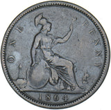 1864 Penny (Upper Serif) - Victoria British Bronze Coin
