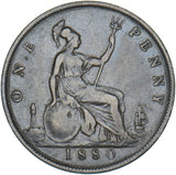 1880 Penny - Victoria British Bronze Coin - Nice