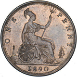 1890 Penny - Victoria British Bronze Coin - Superb