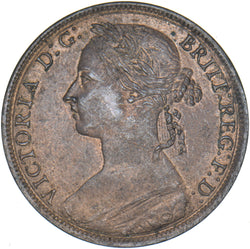 1892 Penny - Victoria British Bronze Coin - Very Nice