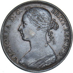 1892 Penny - Victoria British Bronze Coin - Very Nice