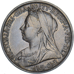 1896 Penny - Victoria British Bronze Coin - Very Nice