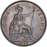 1898 Penny - Victoria British Bronze Coin - Very Nice