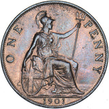 1901 Penny - Victoria British Bronze Coin - Very Nice