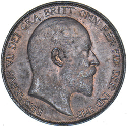 1902 Penny - Edward VII British Bronze Coin - Very Nice
