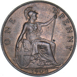1902 Penny - Edward VII British Bronze Coin - Very Nice