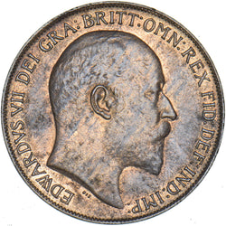 1909 Penny - Edward VII British Bronze Coin - Very Nice