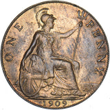 1909 Penny - Edward VII British Bronze Coin - Very Nice