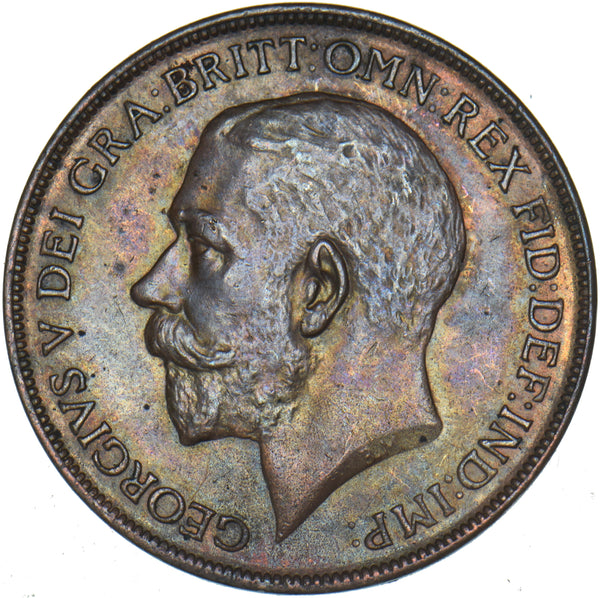 1911 Penny - George V British Bronze Coin - Very Nice