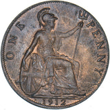1912 H Penny - George V British Bronze Coin - Very Nice