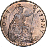 1917 Penny - George V British Bronze Coin - Superb