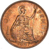 1951 Proof Penny - George VI British Bronze Coin - Superb
