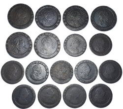 1797 Cartwheel Twopences and Pennies Lot (17 Coins) - British Copper Coins