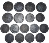 1797 Cartwheel Twopences and Pennies Lot (17 Coins) - British Copper Coins