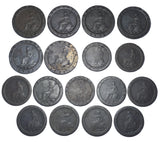 1797 Cartwheel Twopences and Pennies Lot (17 Coins) - British Copper Coins