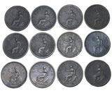 1806 - 1807 Pennies Lot (12 Coins) - George III British Copper Coins