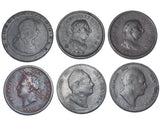 1797 - 1834 Pennies Lot (6 Coins) - British Copper Coins - All Different