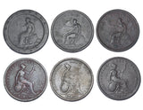 1797 - 1834 Pennies Lot (6 Coins) - British Copper Coins - All Different