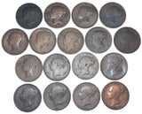 1853 - 1858 Pennies Lot (17 Coins) - Victoria British Copper Coins