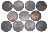 1864 Pennies Lot (11 Coins) - Victoria British Bronze Coins