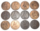 1937 - 1951 High Grade Pennies Lot (12 Coins) - George VI British Bronze Coins