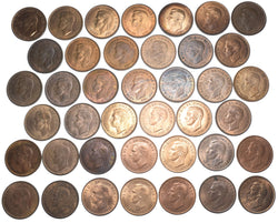 1937 - 1949 High Grade Pennies Lot (40 Coins) - George VI British Bronze Coins