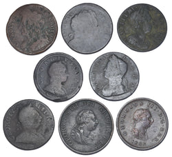 1673 - 1806 Halfpennies Lot (8 Coins) - British Copper Coins - Different Types