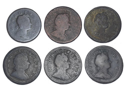 1718 - 1724 Halfpennies Lot (6 Coins) - British Copper Coins - All Different