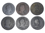 1718 - 1724 Halfpennies Lot (6 Coins) - British Copper Coins - All Different