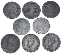 1771 - 1807 Halfpennies Lot (8 Coins) - British Copper Coins - All Different