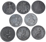 1771 - 1807 Halfpennies Lot (8 Coins) - British Copper Coins - All Different