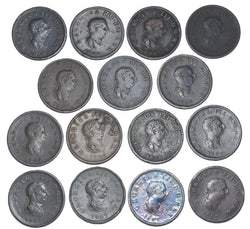 1806 - 1807 Halfpennies Lot (15 Coins) - George III British Copper Coins