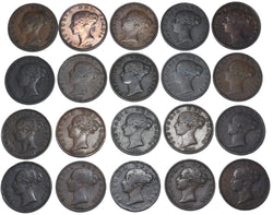 1853 - 1858 Halfpennies Lot (20 Coins) - Victoria British Copper Coins