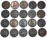1853 - 1858 Halfpennies Lot (20 Coins) - Victoria British Copper Coins