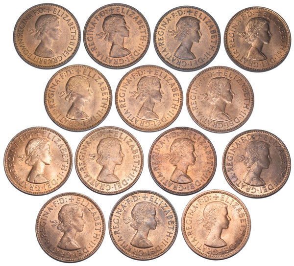 1953 - 1967 High Grade Halfpennies Lot (14 Coins) - British Bronze Coins