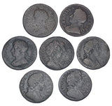 1672 - 1700 Farthings Lot (7 Coins) - British Copper Coins - All Different