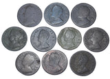 1754 Farthings Lot (10 Coins) - George II British Copper Coins