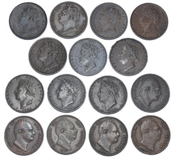 1821 - 1837 Farthings Lot (15 Coins) - British Copper Coins - All Different