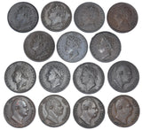 1821 - 1837 Farthings Lot (15 Coins) - British Copper Coins - All Different