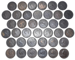 1860 - 1901 Farthings Lot (38 Coins) - Victoria British Bronze - All Different