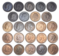 1911 - 1936 High Grade Farthings Lot (19 Coins) - British Bronze - All Different