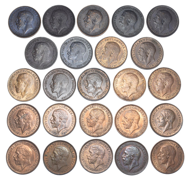 1911 - 1936 High Grade Farthings Lot (19 Coins) - British Bronze - All Different