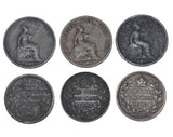 1827 - 1913 Third Farthings Lot (6 Coins) - British Copper Bronze -All Different