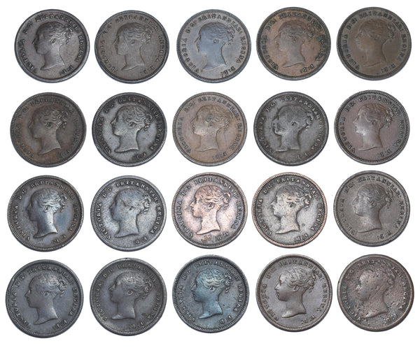 1843 - 1847 Half Farthings Lot (20 Coins) - Victoria British Copper Coins