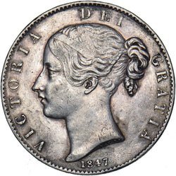 1847 Crown - Victoria British Silver Coin - Nice